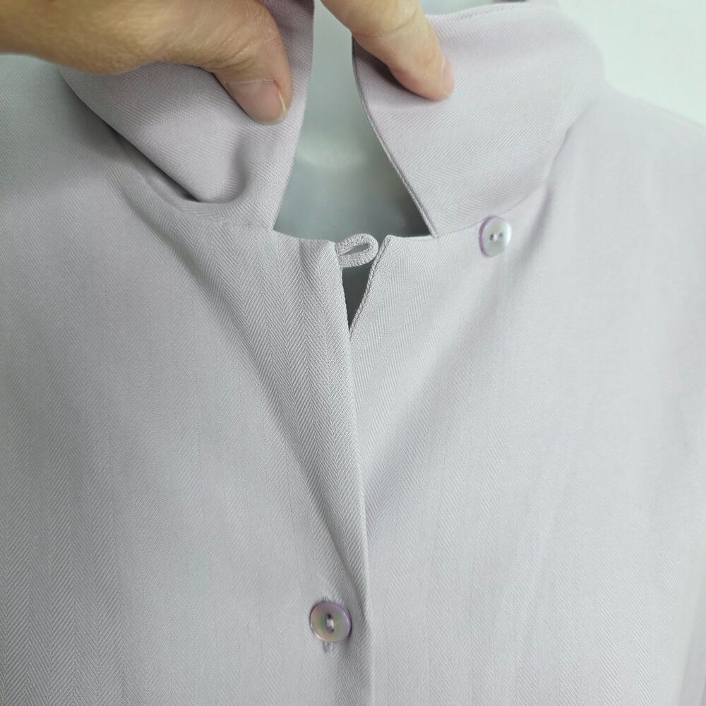 Pendleton Lavender Button Front Short Sleeve Silk… - image 3